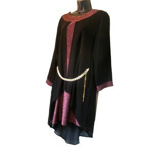 Women’s Law brand Metallic Pink/Black Size 3X, Dress with Sheer attached overlay